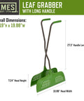 Leaf Grabber Rake With Long Handle And Cushioned Grip For Leaves Lawn Clippings Twigs And Yard Waste, Dual Wide Curved Poly Blades With Serrated Edges For Easy Grabbing Of Debris, Heavy Duty Steel Handle, Angled Comfort Grips, Easy Assembly