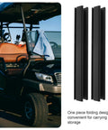 2 Pack Golf Cart Windshield Clips And Edge Trim Strip Set For Quick No Tools Needed Installation beside a golf cart