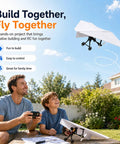 Father and son with DIY Paper Airplane RC Kit For Grownups Build A Motorized Remote Control Paper Plane With Propeller Easy To Fly