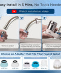 Installation steps for Sink Faucet Water Filter System Rose Gold Easy Install Long Lasting 350 Gallons Cuts 98 Percent Chlorine Lead And Rust NSF Certified SGS Tested Fresh Tasting Water For Kitchen And Bath.