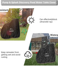 Durable Kids Water Table Cover For Pump And Splash Discovery Pond Water Table Weatherproof 600D Oxford Fabric With UV Coating Dustproof Outdoor Cover Fits 30L X 40W X 38H Inches Black covering a water table in garden setting.