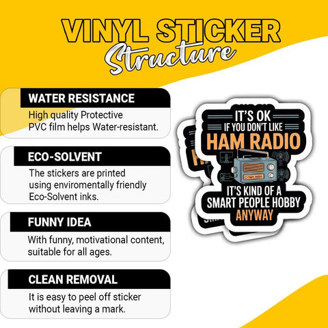Ham Radio Sticker Set 3 Pcs Funny Operator Quote Vinyl Decals Waterproof For Laptops Transceivers Notebooks and Gear