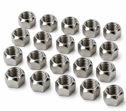 Premium Steel Wheel Lug Nut Set For Suzuki Samurai SJ410 SJ413, 20-Piece Direct Replacement Kit With Heavy-Duty High-Strength Bolts For Smooth Fit And Reliable Ride On Any American Road Today. 20 steel lug nuts on white background