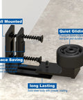 Sliding Barn Door Floor Guide Adjustable Double Roller Guide Wall Mount For Heavy Duty Doors With Carbon Steel Body And Premium Nylon Rollers Fits Door Thickness 1.1 To 2.44 Inches.