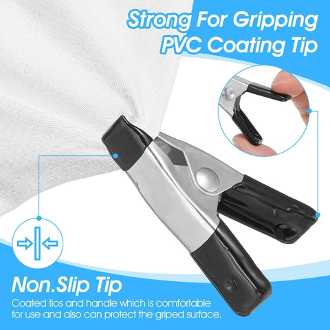 100 Pack 2 Inch Mini Spring Clamps with Rubber Tips securing fabric