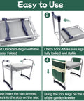Instructions for assembling Heavy Duty Garden Kneeler And Seat With 11.5 Inch Wide Pad, Foldable Stool With Dual Tool Bags.