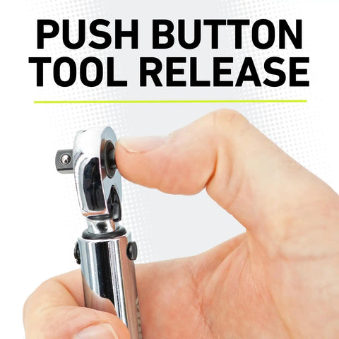 Hand using push button tool release on Dialed In Bike Torque Wrench Set For One Quarter Inch Drive With 2 To 20 Nm Range, 0.1 Nm Micro Adjust