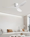 52 Inch White Ceiling Fan No Light Low Profile Flush Mount With Remote 6 Speed Quiet DC Motor Reversible Powerful Airflow For Balcony