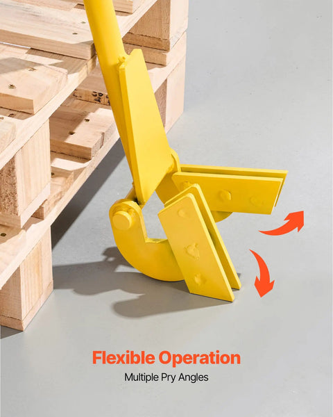 Pallet Buster Tool With 41 Inch Carbon Steel Handle Heavy Duty Wrecking Pry Bar Articulating Head For Non Damaging Wooden Pallet And Deck Removal Fast Easy Pallet Removal Perfect For Quick Deck Board Removal And Reuse, articulating head