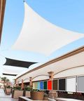White 10x10 Sun Shade Sail Canopy For Outdoor Patio Backyard Ready Deck Carport With 95 UV Blockage Upf50 Plus installed outdoors