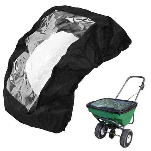 Beefy Hopper Cover For Fertilizer Spreader 420D Waterproof With Clear Window Fits P20-5010, Black Weatherproof Seeder Accessory