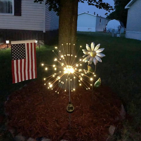 Two Pack Solar Firework Copper Wire Lights For Outdoors With 120 LED Beads Bendable Twinkle Beams Waterproof Garden Decor For Yard And Patio DIY Warm Glow Solar Powered Night Lights Dope Gift For Wife illuminating garden at night