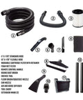 Accessories of 5 Gallon Wall Mount Wet Dry Vacuum With Remote Control 5 Peak HP Ultra Quiet 2 Stage Motor For Easy Shop And Garage Cleanup For Home