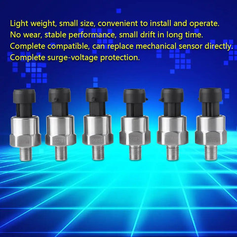 Six 1/8 NPT Stainless Steel Pressure Transducer Sensors for Oil Fuel Air Water Measurement High Sensitivity Accuracy with 5V Output