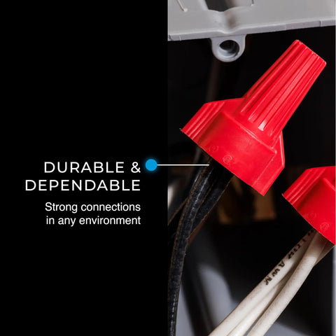 WingTwist WT52 Red Wire Connector 25 Pack for Two or More Copper Wires shown with contoured wing design and secure connection