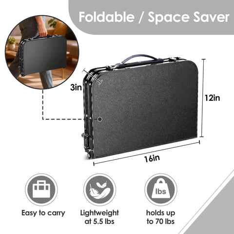 Foldable TV Tray Table With Adjustable Height, Sturdy Aluminum Sofa End Table folded compact for easy travel and storage