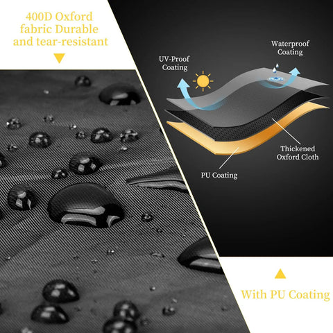 Heavy Duty Miter Saw Cover With Integrated Dust Guard Boasts Solid Shop Armor For Twelve Inch Equipment, showing waterproof 400D Oxford fabric.