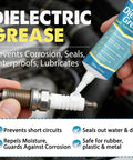 All Weather Waterproof Dielectric Grease With Brush For Automotive Electrical Connectors, Heat Resistant Silicone Paste For Spark Plugs, Battery Terminals, O Rings, Marine And Car Wiring, Seals Moisture And Stops Corrosion With Ease applied on a spark plug.