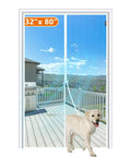Magnetic Screen Door For 32 By 80 Inch Door Fit With 34 By 81 Inch Mesh Strong Magnetic Closure on patio with dog entry