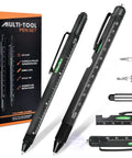 2 Pack 9 In 1 Multi Tool Pen Set For Men Cool Gadgets Gift For Dad Husband Boyfriend Grandpa From Daughter Wife Christmas Stocking Stuffers Birthday Gift, featuring metal pens with ruler, level, and LED light.