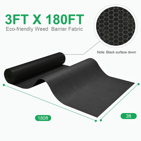 Heavy Duty Weed Barrier Landscape Fabric 3ft By 180ft For Garden Beds And Pathways Eco Friendly Non Woven Polypropylene Ground Cover Breathable Weed Suppression Durable Green Black Design, rolled fabric
