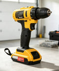 Heavy Duty Cordless Drill And Electric Screwdriver With High Torque Brushed Motor And Slick Keyless Chuck For Quick Swap Bit Changes That Handle Any Home Job With Zero Hassle In Full Beast Mode, shown upright with battery.