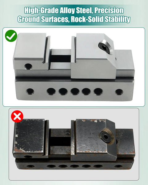 Screwless Mini Grinding Vise With Alloy Steel Insert, Precision Machined For Rock Solid Squareness And Durable Jaws, Fast One Hand Clamping, Compact Workholding For Tiny Detail Milling And Metalworking Projects, 1in jaw width