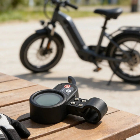 Electric Scooter Controller Kit with LCD Display for 36V 48V 52V 60V 1000W Brushless Motor Upgrade placed on wooden table