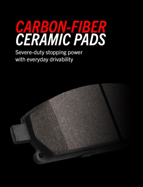 Rear brake pad made of carbon-fiber ceramic with a textured friction surface