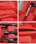 Close-up of 9 Piece Hose Clamp Pliers Set for Fuel, Oil, and Water Hoses with flexible wire in red plastic case