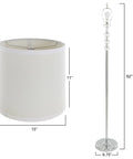 Three Piece Table And Floor Lamp Set With Faceted Crystal Orbs, Includes Three LED Bulbs, Modern Chrome Finish, Drum Shades, Ideal For Living Room Or Bedroom Decor, Sleek Modern Vibe With A Lit Touch, showing lamp dimensions