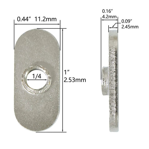 Twenty Pack One Quarter Inch Twenty Centered Hole Sliding T Nuts For 10 Series T Track Extrusions side view dimensions