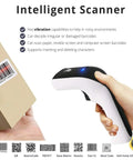 Wireless Portable 1D And 2D Barcode Scanner With Stand Bluetooth USB No Software Needed Rechargeable Battery Handheld unit.