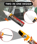 Close-up of 2-In-1 Car Touch Up Paint Pen With Brush And Nib For Quick Scratch Fixes in Black, showing dual-tip design for precision repair.
