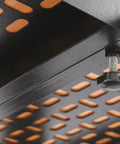 Close-up of adjustable knob and wooden slatted surface of Rolling Planer Stand And Miter Saw Workbench With Adjustable Height Rock Solid Wood Platform Built Tough.