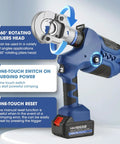 Heavy Duty Electric Hydraulic Crimping Tool For Copper Aluminum Wires Rechargeable Lithium Battery Cable Lug Crimper with 360° rotating head.