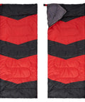 Cozy Cold Weather Sleeping Bag For Adults Perfect For Backpacking And Camping Lightweight And Packable Gear For Hiking Waterproof 190T Polyester Shell Durable Red, red and black design