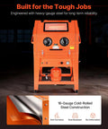 Front view of Heavy Duty Sandblasting Cabinet Kit With Pressurized Tank For Beefed Up Pro Grade Rust Removal And Surface Finishing.