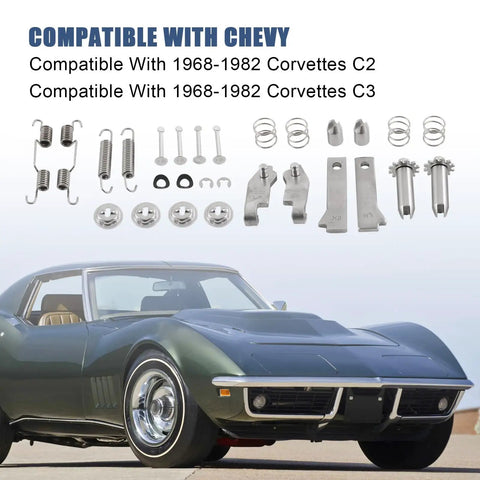 Stainless Steel Parking Brake Hardware Kit For 1965 1982 Corvette C2 C3 LH And RH Left And Right Direct Replacement Replaces X4229