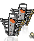 24 Piece Metric And SAE Flex Head Ratcheting Wrench Set With 180 Degree Head And 72 Teeth CRV Steel Pro Grade for auto repair