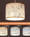 Plug In Pendant Light With 15 Ft Adjustable Hanging Lamp Cord And Toggle Switch, Floral Fabric Shade with light options.