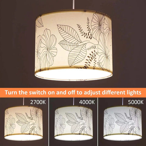 Plug In Pendant Light With 15 Ft Adjustable Hanging Lamp Cord And Toggle Switch, Floral Fabric Shade with light options.