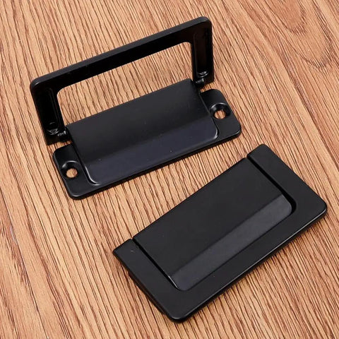 2 Pack Foldable Zinc Alloy Drawer Pulls For Cabinets And Furniture Hidden Metal Handles In Black