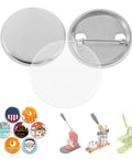 Grab These One Hundred Sets Of Thirty Two Millimeter Button Maker Supplies With Smooth Matte Metal Back Caps including button parts and assembly tools.