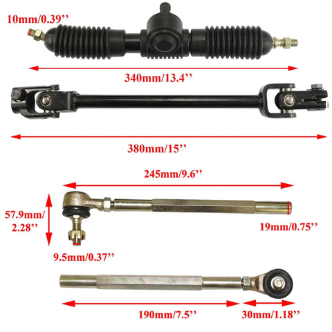 Components from 270mm Steering Wheel Steel Kit With 22mm Universal Clamps And 320mm Rack Pinion Adjustable Shaft For 110cc Go Kart Golf Buggy UTVs