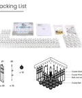 Crystal Chandelier For Hallways And Foyers One Light Mini Modern Square Flush Mount Ceiling Fixture box and components layout.
