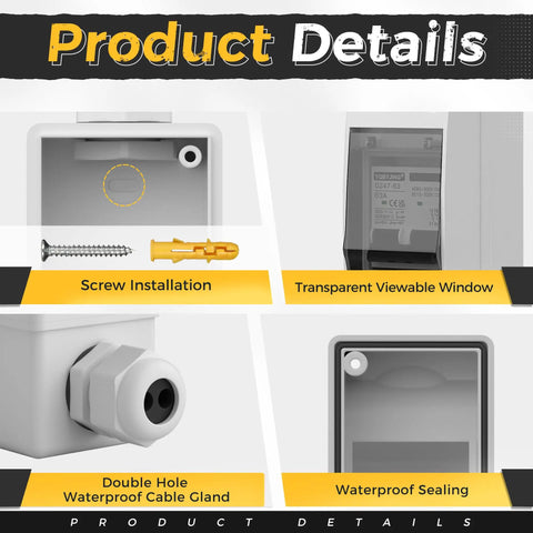 63 Amp Solar Panel Disconnect Switch And Two Pole Circuit Breaker For DC And AC Up To 500V With PV Connector IP65 Waterproof features