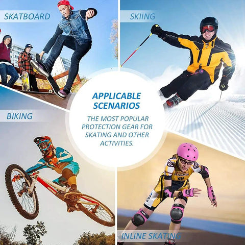 Adult And Kid Skating Protective Gear Set With Vented Helmet And Adjustable Straps For Beginners To Pros use scenarios image