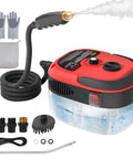 Red Handheld Pressurized Steam Cleaner 2500W Beast Power Home Cleaning Tool For Couches Cars Floors with accessories