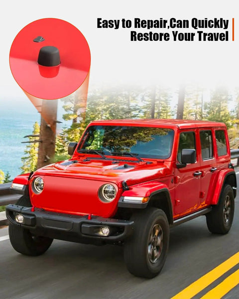 Two Pack Black Rubber Hood Bump Stops For Jeep Wrangler Fits 1987 1995 1997 2017 JK 2018 Replacement KJ71051BK close-up